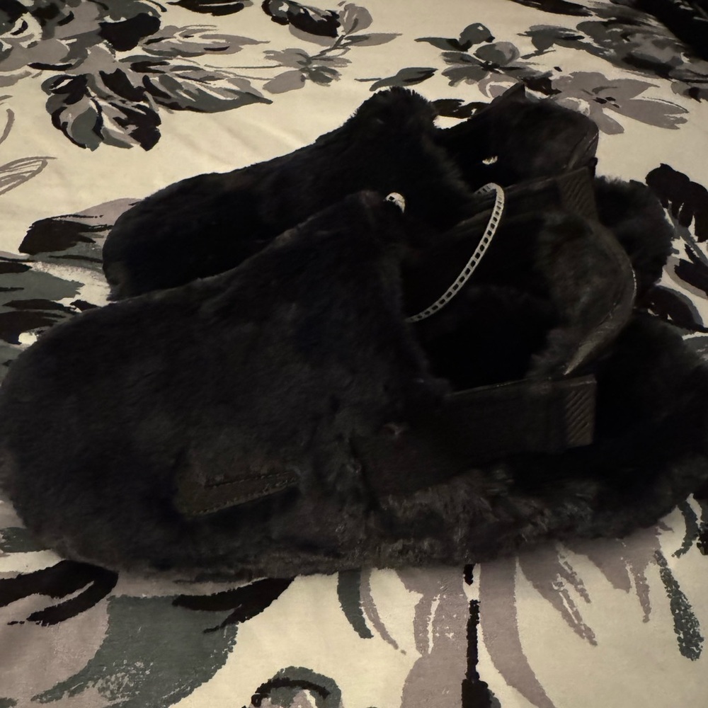 Nike Black Furry Mules